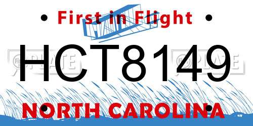 HCT8149 North Carolina License Plate