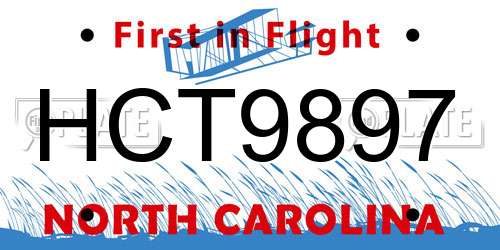 HCT9897 North Carolina License Plate