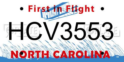 HCV3553 North Carolina License Plate