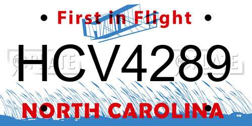 HCV4289 North Carolina License Plate