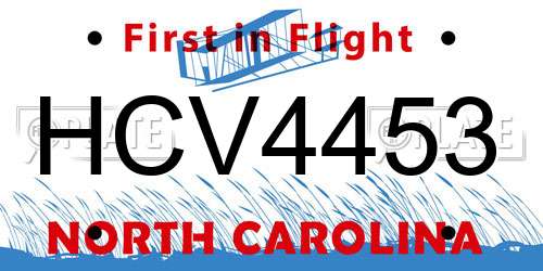 HCV4453 North Carolina License Plate