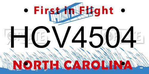HCV4504 North Carolina License Plate