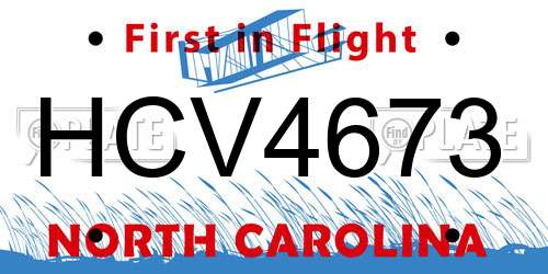 HCV4673 North Carolina License Plate