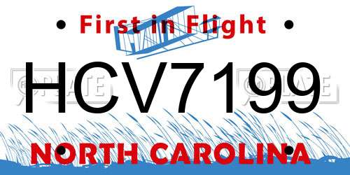 HCV7199 North Carolina License Plate