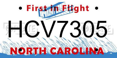 HCV7305 North Carolina License Plate