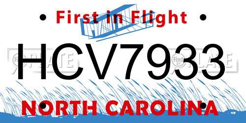 HCV7933 North Carolina License Plate