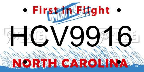 HCV9916 North Carolina License Plate