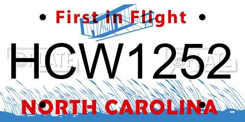 HCW1252 North Carolina License Plate
