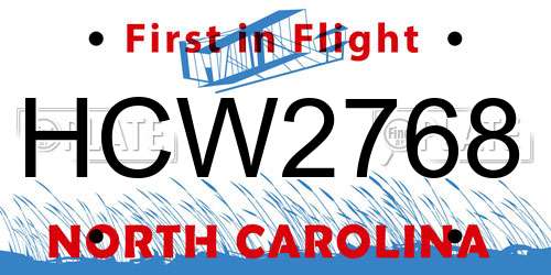 HCW2768 North Carolina License Plate