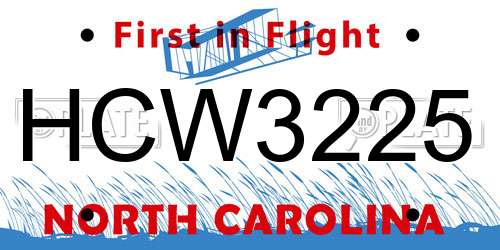 HCW3225 North Carolina License Plate