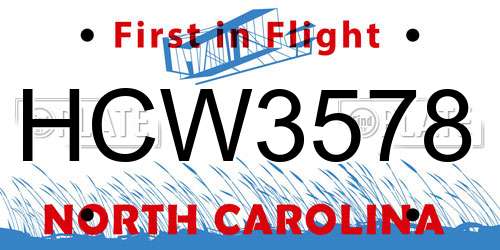 HCW3578 North Carolina License Plate