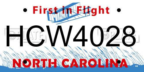 HCW4028 North Carolina License Plate