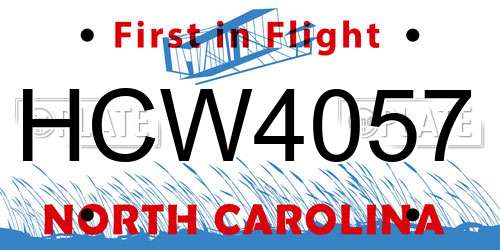 HCW4057 North Carolina License Plate
