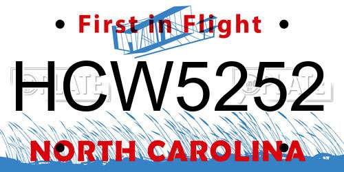 HCW5252 North Carolina License Plate