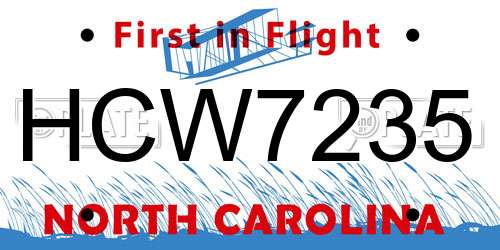 HCW7235 North Carolina License Plate