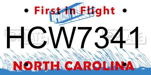 HCW7341 North Carolina License Plate