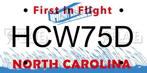 HCW75D North Carolina License Plate