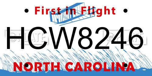 HCW8246 North Carolina License Plate