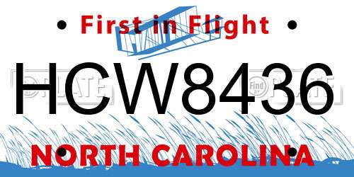 HCW8436 North Carolina License Plate