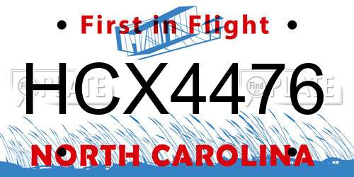HCX4476 North Carolina License Plate