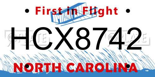 HCX8742 North Carolina License Plate