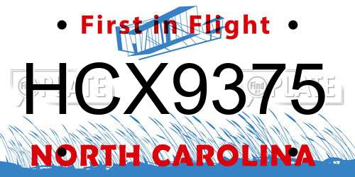 HCX9375 North Carolina License Plate
