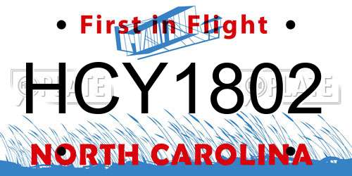 HCY1802 North Carolina License Plate