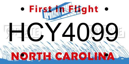 HCY4099 North Carolina License Plate