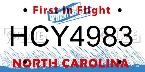 HCY4983 North Carolina License Plate