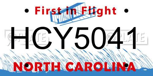 HCY5041 North Carolina License Plate