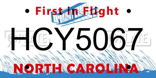 HCY5067 North Carolina License Plate