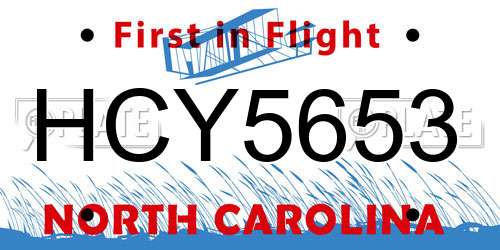 HCY5653 North Carolina License Plate