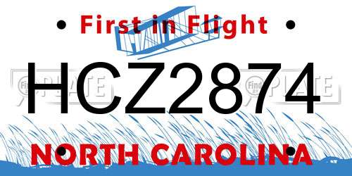 HCZ2874 North Carolina License Plate