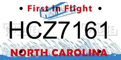 HCZ7161 North Carolina License Plate