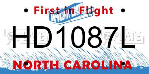 HD1087L North Carolina License Plate