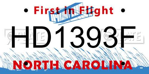HD1393F North Carolina License Plate