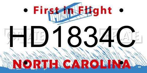 HD1834C North Carolina License Plate