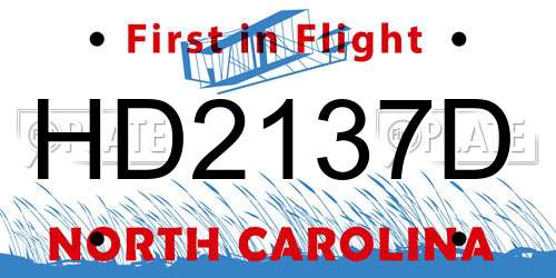 HD2137D North Carolina License Plate