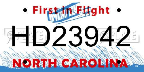 HD23942 North Carolina License Plate