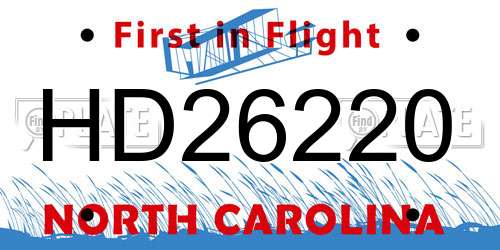 HD26220 North Carolina License Plate