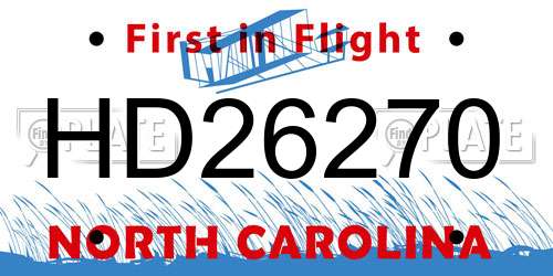 HD26270 North Carolina License Plate