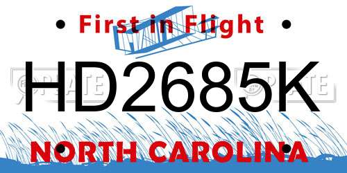 HD2685K North Carolina License Plate