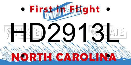 HD2913L North Carolina License Plate