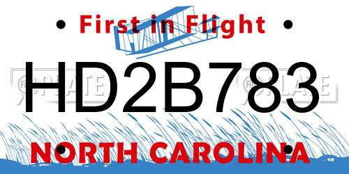 HD2B783 North Carolina License Plate
