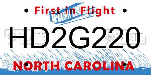 HD2G220 North Carolina License Plate
