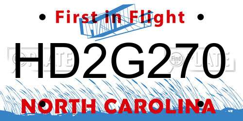 HD2G270 North Carolina License Plate