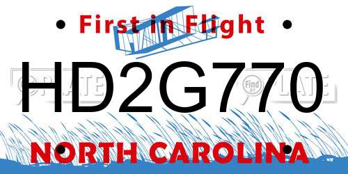 HD2G770 North Carolina License Plate