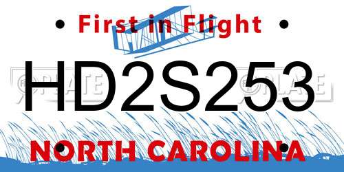 HD2S253 North Carolina License Plate