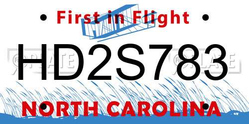 HD2S783 North Carolina License Plate