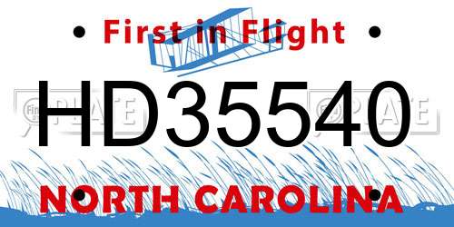 HD35540 North Carolina License Plate